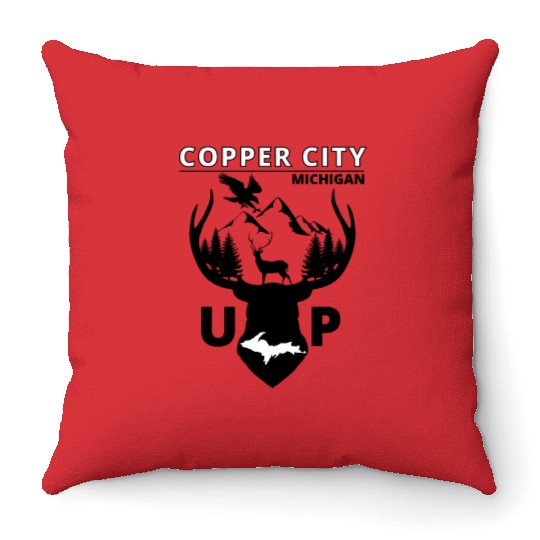 Copper City Michigan Upper Peninsula Throw Pillows