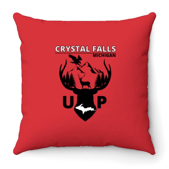 Crystal Falls Michigan Upper Peninsula Throw Pillows