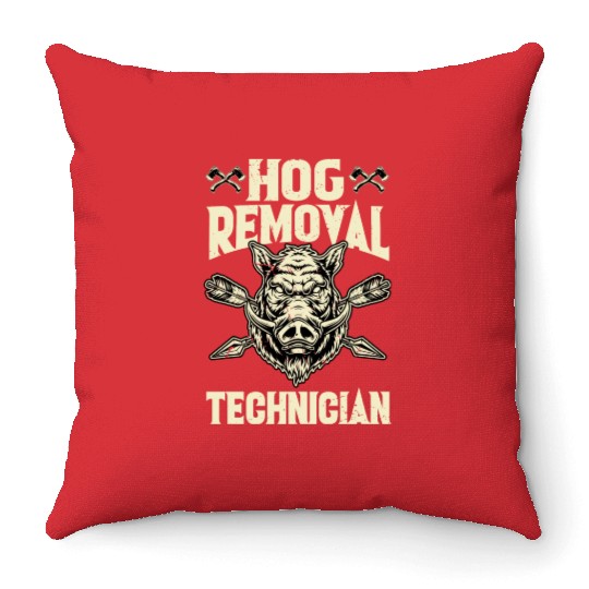 Hog Removal Technician Boar Hunting Throw Pillows