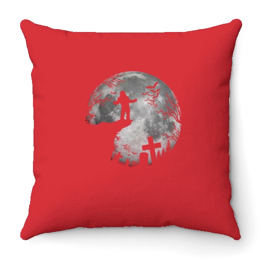 Halloween Werewolf Witchs Full Moon trick or treat Throw Pillows