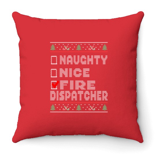 Naughty Nice Fire Dispatcher, Matching Christmas Throw Pillows
