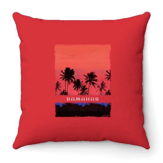 Bahamas Caribbean Vacation Souvenir Palm Tree Throw Pillows