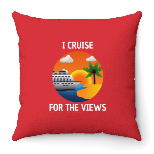 Cruise for the Views Vaction Ship Mardi Gras Throw Pillows