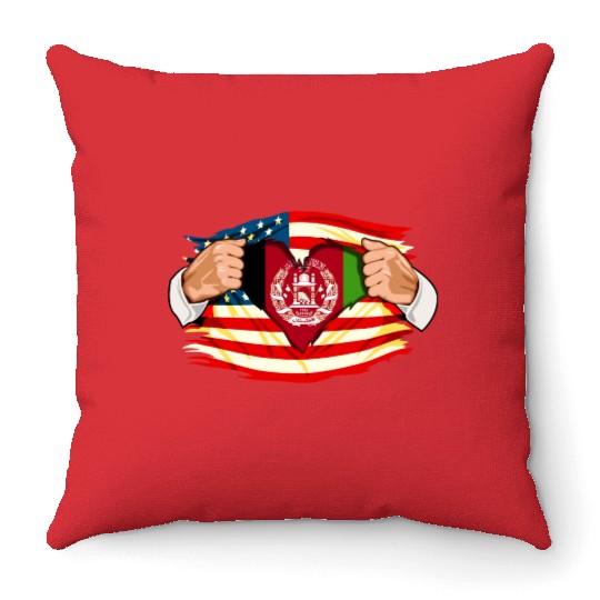 Afghanistan Who Live in America Afghani Flag Throw Pillows