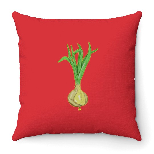 Onion plant Throw Pillows