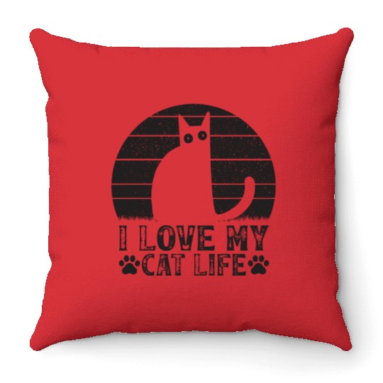 Cat Owner Funny Cat Meme Cat Lover I Love My Cat L Throw Pillows