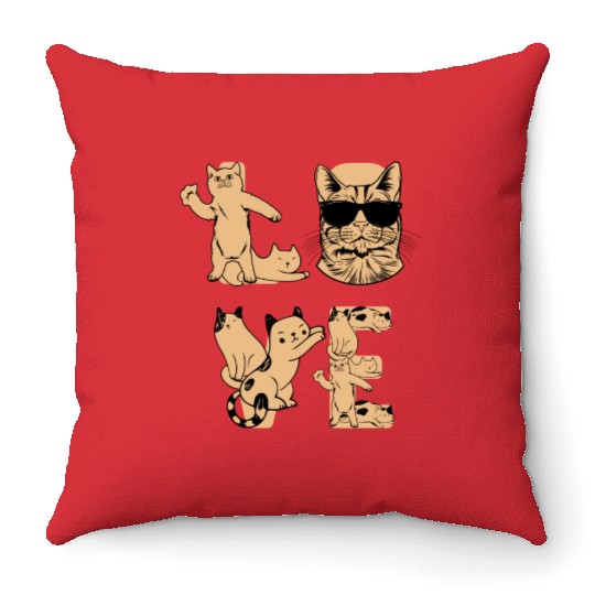 Cat LOVE Cats I Cute Cat Lover Cat Owner I LOVE Ca Throw Pillows