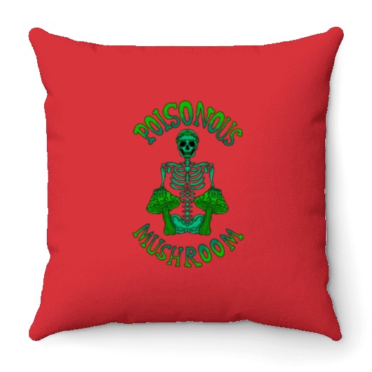 poison mushroom Throw Pillows