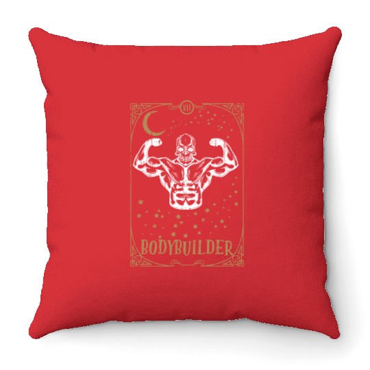 Gym Muscle Tarot Card Occult Club Gothic Throw Pillows