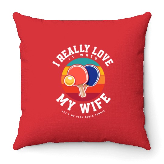 Funny Ping Pong Table Tennis Gift Throw Pillows