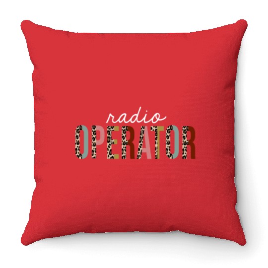 Radio Operator Leopard Print Funny Gift Throw Pillows