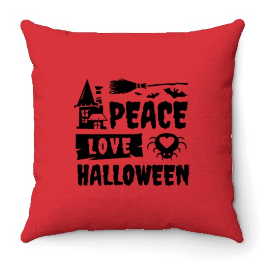 Peace Love Halloween Throw Pillows