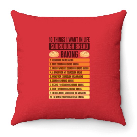 Sourdough Bread Baking Foodie Baker Cooking Throw Pillows