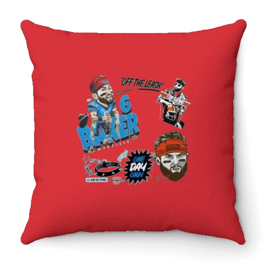 baker mayfield Throw Pillows