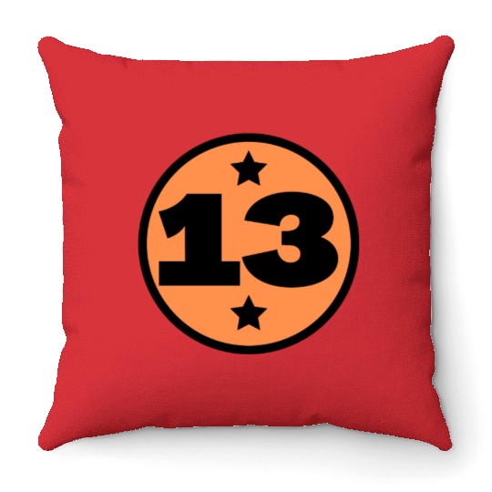 13 Circle Orange Black Birthday Age Throw Pillows