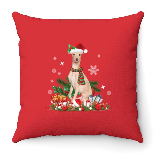 Christmas Greyhound Dog Throw Pillows