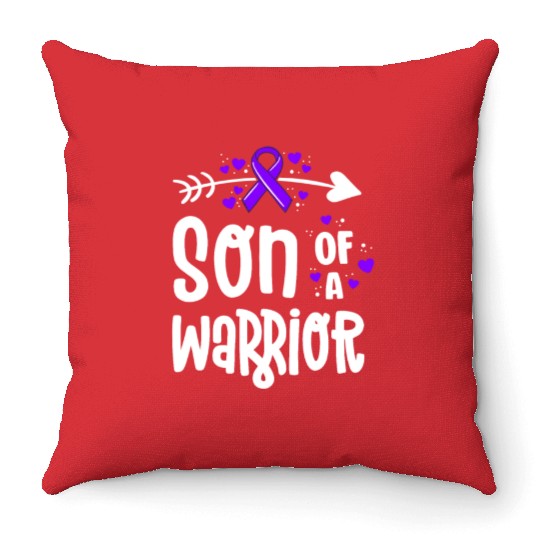 Son Of A Warrior Hodgkins Lymphoma Cancer Throw Pillows