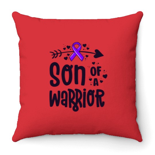 Son Of A Warrior Hodgkins Lymphoma Cancer Throw Pillows