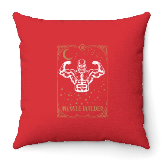 Gym Tarot Card Occult Club Gothic Muscle Throw Pillows