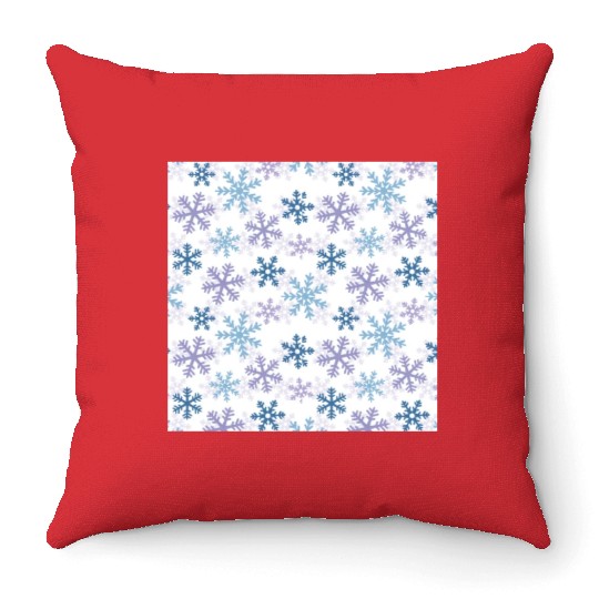 Modern Snowflakes Pattern White Throw Pillows