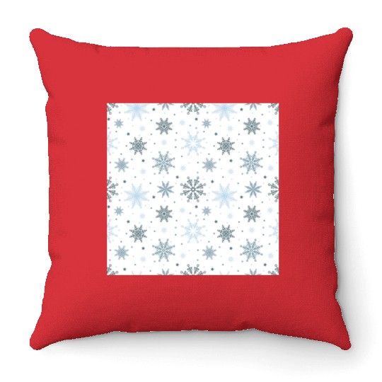 Modern Snowflakes Pattern White Blue Throw Pillows