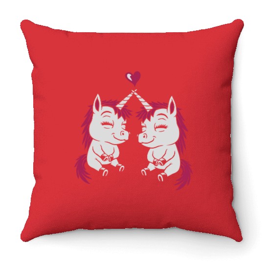 Best unicorn girlfriend love Throw Pillows