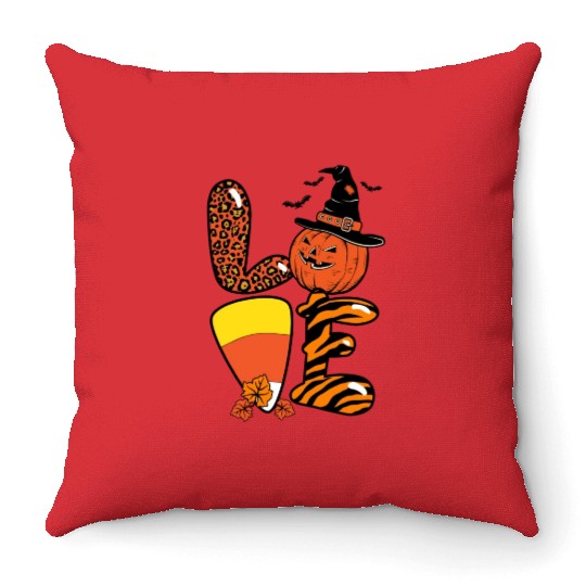 Halloween Love Candy Corn Throw Pillows