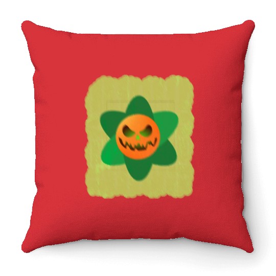 flowers pumpkin Halloween Throw Pillows