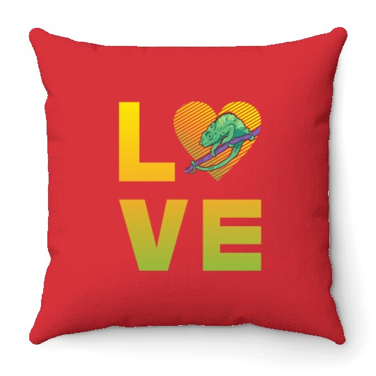 Chameleon Love Throw Pillows