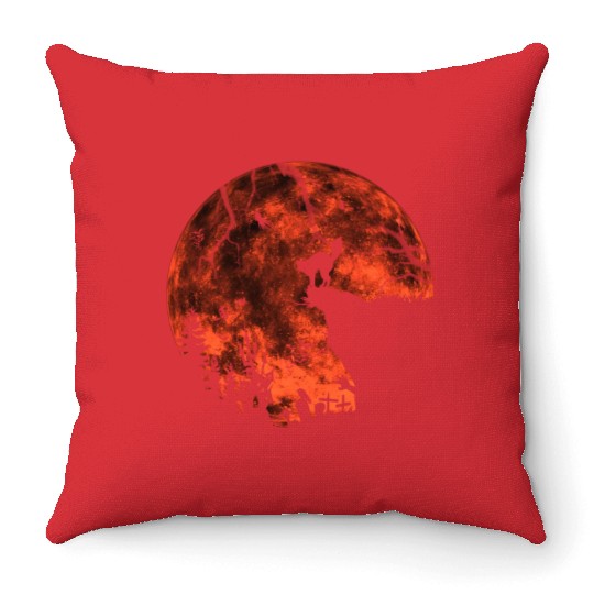 Cat Red Moon trick or treat Bats Forest Funny Hall Throw Pillows
