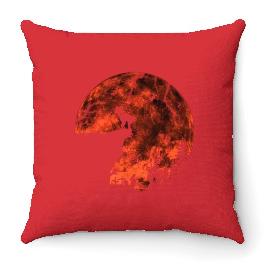 Cat Red Moon trick or treat Bats Forest Halloween Throw Pillows