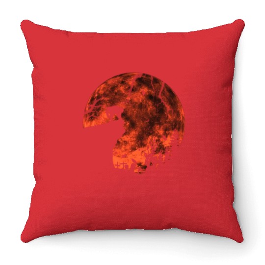 Cat Red Moon trick or treat Bats Forest Funny Throw Pillows
