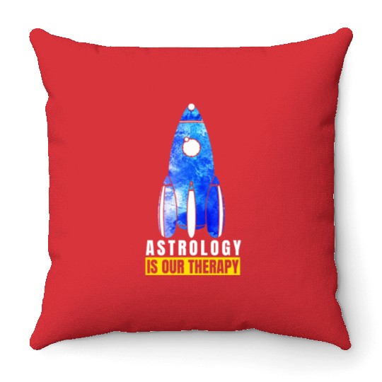 Abstract Delightful Rocket Of Cheerful Astro Quote Throw Pillows