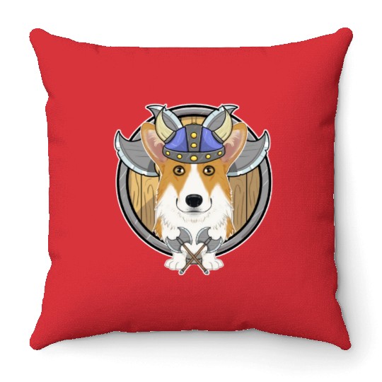 Welsh Corgi I Valhalla I Viking Throw Pillows