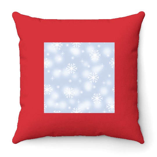 Blue White Snowflakes Pattern Throw Pillows