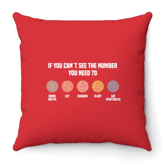 Ishihara Numbers - Eat Vegetables Throw Pillows