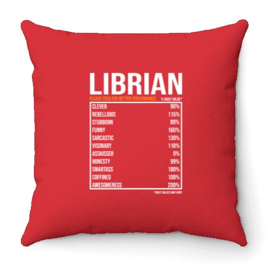 Librarian Daily Value funny Librarian Throw Pillows