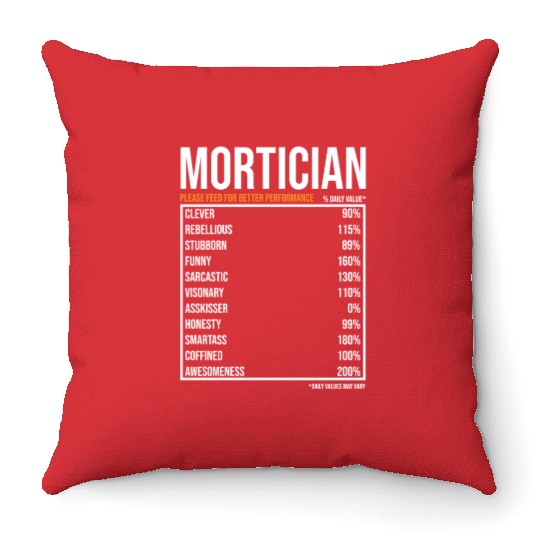Mortician Daily Value funny Mortician Throw Pillows