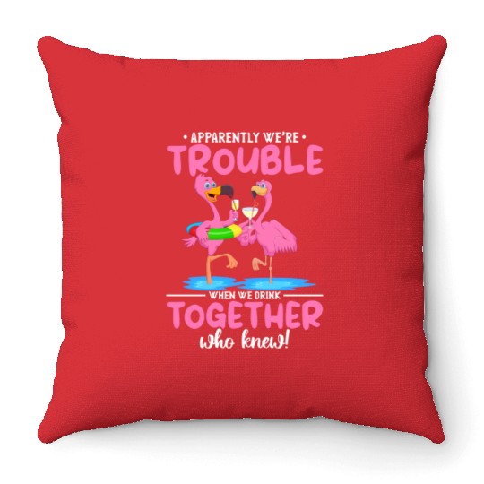 Crazy Flamingo Friends Tropical Bird Throw Pillows