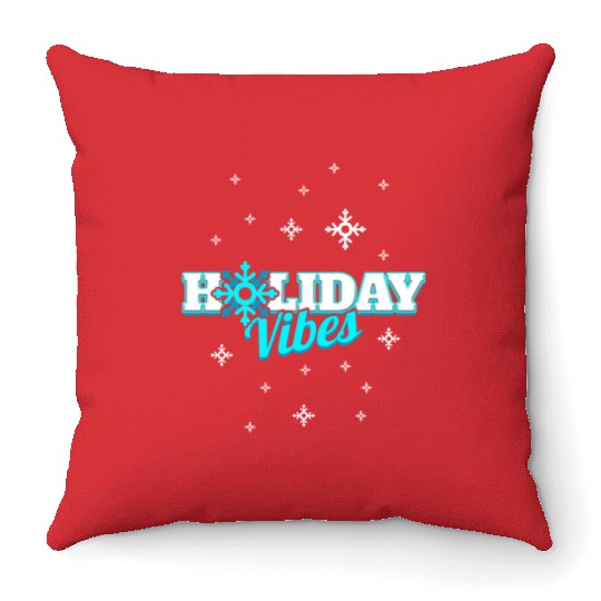 Holiday Vibes Snowflake On Christmas Throw Pillows