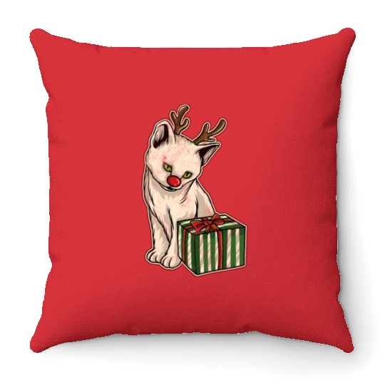 Ugly Christmas Sweater Cat Throw Pillows