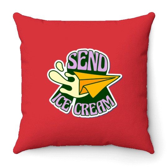 send ice cream Throw Pillows
