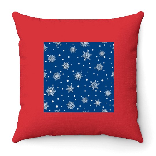 Modern Navy Blue Snowflakes Pattern Throw Pillows