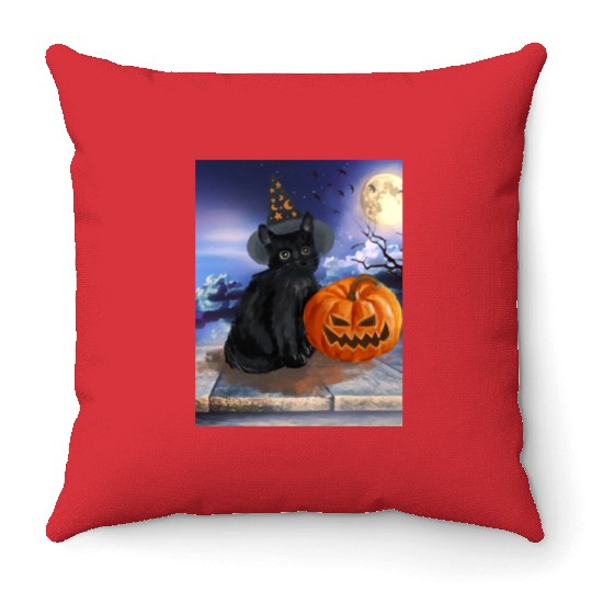 Halloween Cat Throw Pillows