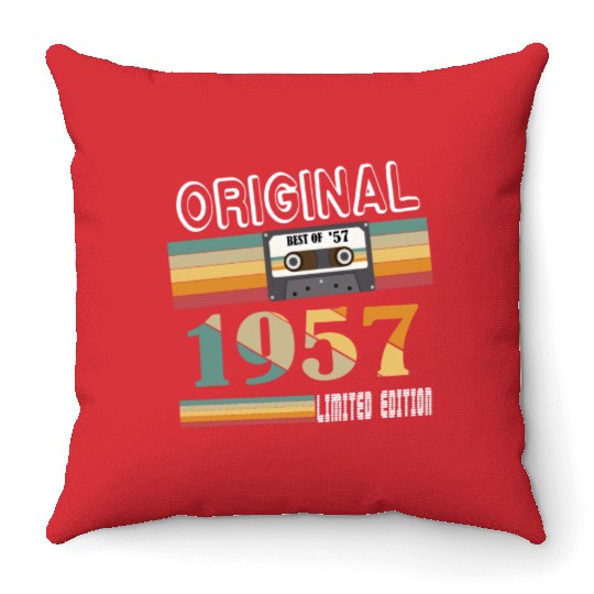 1957 Vintage Vintage Retro Birthday Gift Throw Pillows
