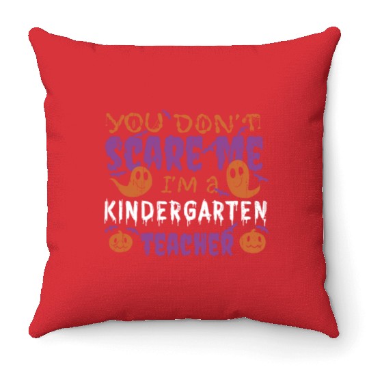 Ghost Pumpkin Kindergarten Teacher Halloween Throw Pillows