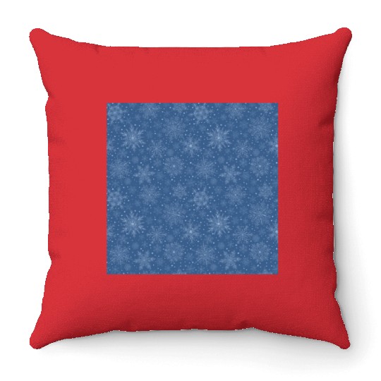 Elegant Blue Snowflakes Pattern Throw Pillows