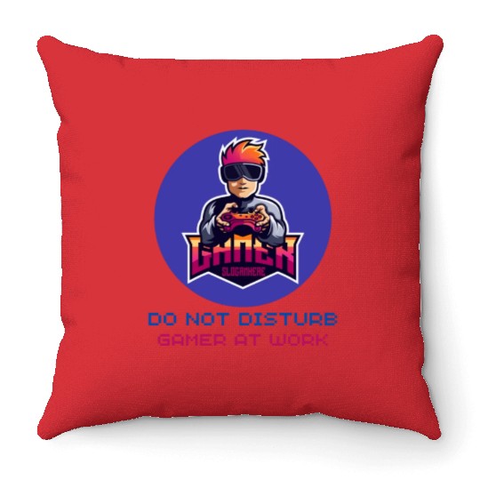 Do Not Disturb Gamer At Work-Gaming Lover Throw Pillows
