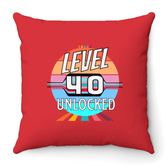 40th Birthday Bonus Level Throw Pillows