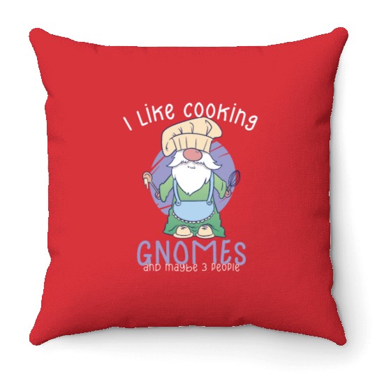 Cooking Cook Chef Gnomes Gnome Lover Funny Gnome Throw Pillows